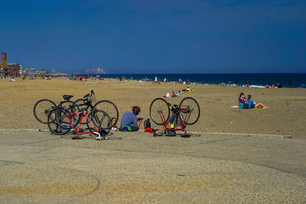 Far Rockaway Nueva York Mayo 2020 Los Ciclistas Disfrutan Aire —  Fotos de Stock