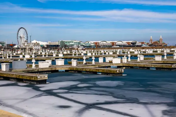 Frozen Dusable Harbor Chicago Park District — Stock Photo, Image