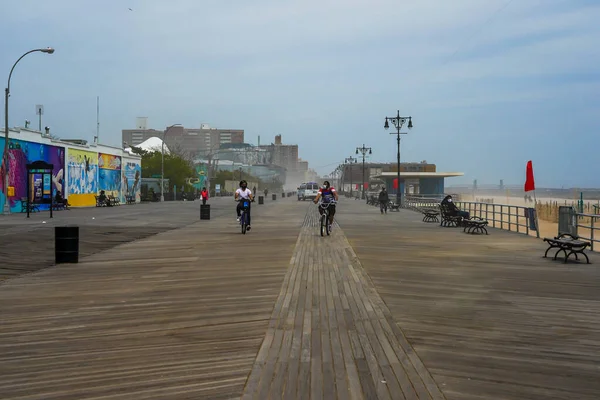 Brooklyn New York Mei 2020 Zandstorm Riegelmann Boardwalk Bij Coney — Stockfoto