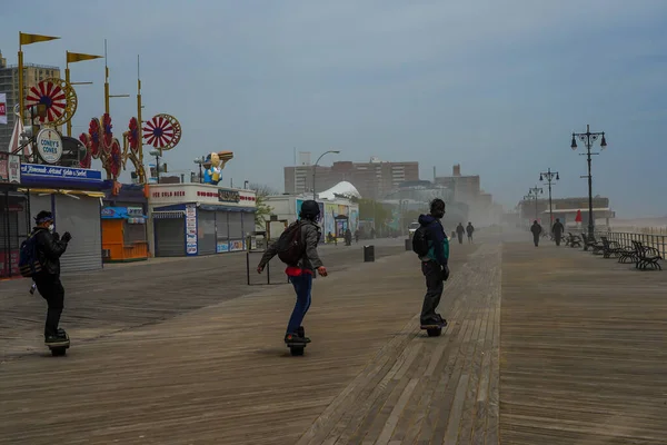 Brooklyn New York Mei 2020 Zandstorm Riegelmann Boardwalk Bij Coney — Stockfoto