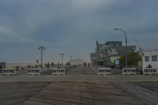 Brooklyn New York Maj 2020 Sand Storm Riegelmann Boardwalk Coney — Stockfoto