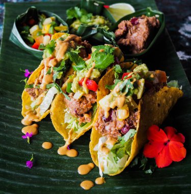Sağlıklı vejetaryen Jackfruit tacoları