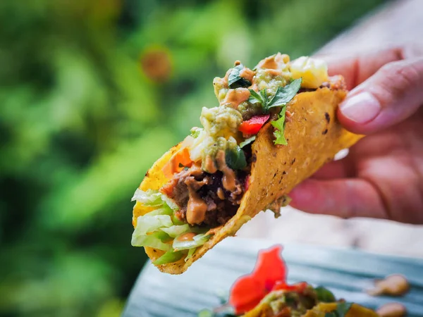 Sağlıklı vejetaryen meyveli taco.
