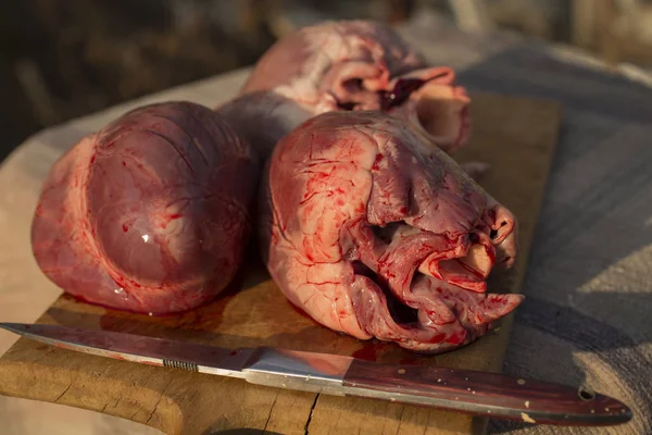 Corazones Mamíferos Oprimidos Matanza Animales Último Día Del Cerdo Carne —  Fotos de Stock