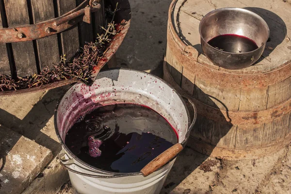 Elaboración Vino Tecnología Producción Vino Tradición Popular Hacer Vino Producción — Foto de Stock