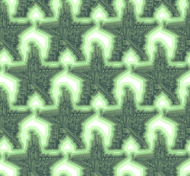Yıldız şehirler şeklinde desen. Dikişsiz dokuma desen. Tekstil, kumaş, duvar kağıdı arka plan için baskı tasarım. Kağıt, ambalaj, tekstil baskı için kullanılan.