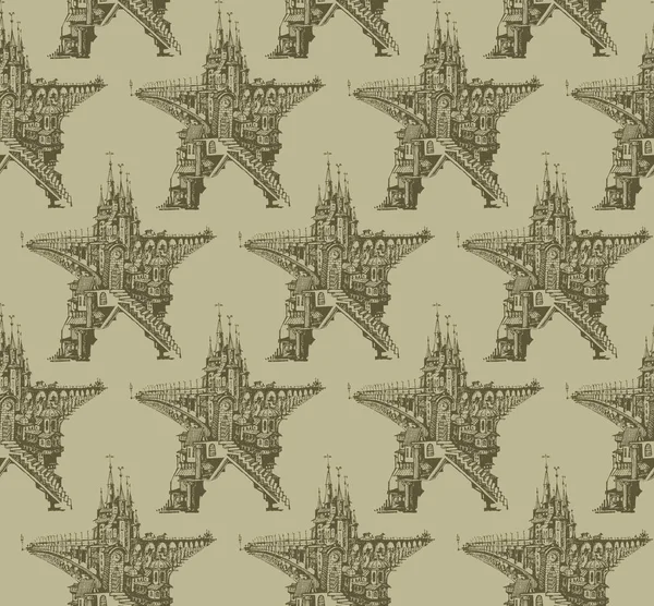 都市の形の星を含むパターン シームレスな編まれたパターン テキスタイル ファブリック 背景のプリントをデザインします 紙の上の印刷用使用できます — ストック写真