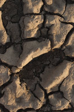 Yalan arazi ısı pişmiş. Kurutulmuş kadar gölün dibinde. Bir adam bir kırık izleri.