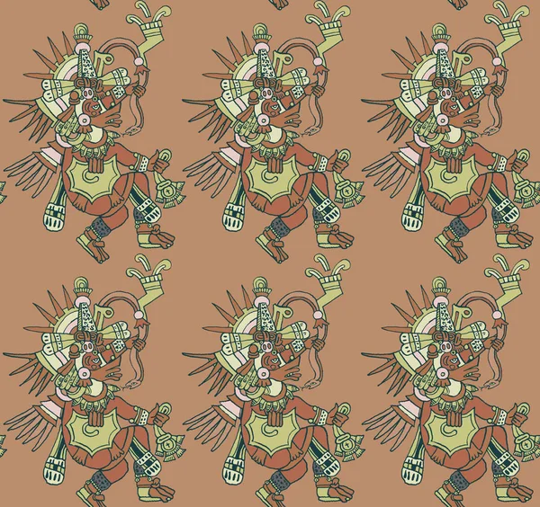 Modello Con Quetzalcoatl Modello Tessuto Senza Cuciture Stampa Design Tessile — Foto Stock