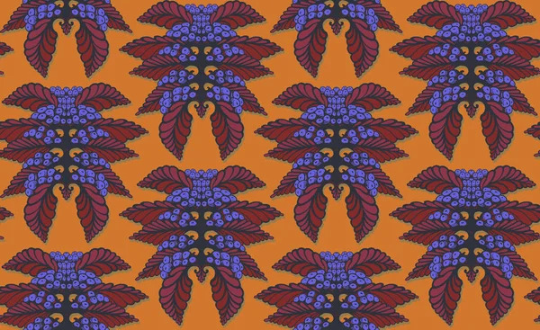 Заправить Листьями Ягодами Бесшовный Тканый Узор Дизайн Печати Текстиля Ткани — стоковое фото