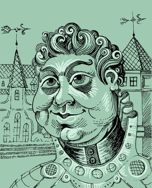 Сказочный герой. Графический портрет - иллюстрация. Воин фантастический образ.
.