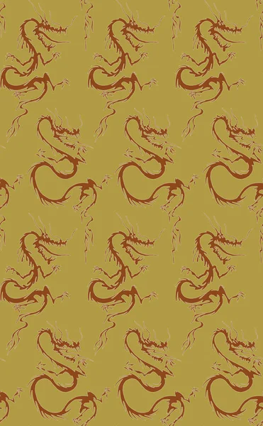 Pattern with Japanese dragon. Seamless woven pattern. Design print for textile, fabric, wallpaper, background. Can be used for printing on paper, packaging, in textiles.