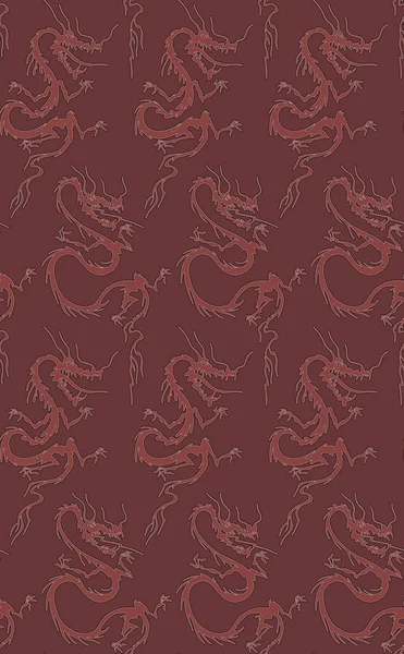 Pattern with Japanese dragon. Seamless woven pattern. Design print for textile, fabric, wallpaper, background. Can be used for printing on paper, packaging, in textiles.