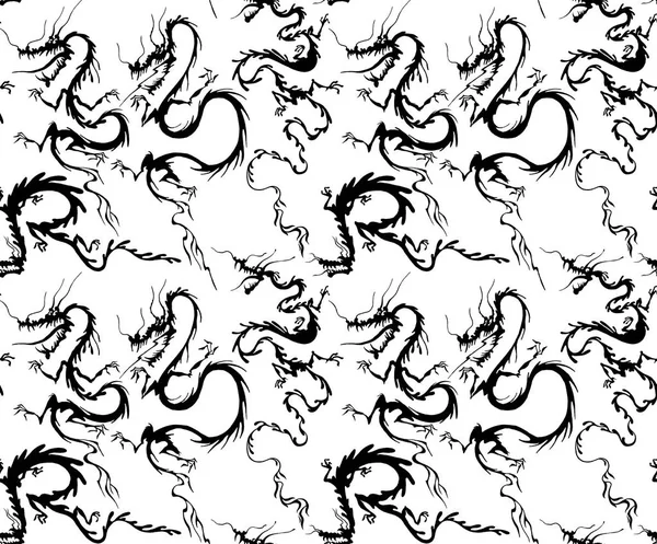 Pattern with Japanese dragon. Seamless woven pattern. Design print for textile, fabric, wallpaper, background. Can be used for printing on paper, packaging, in textiles.