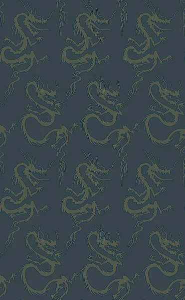 Pattern with Japanese dragon. Seamless woven pattern. Design print for textile, fabric, wallpaper, background. Can be used for printing on paper, packaging, in textiles.