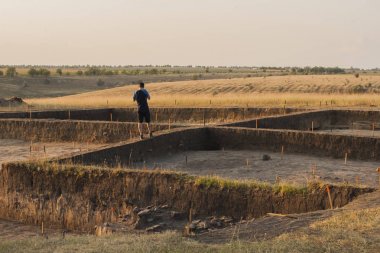  Excavation of Scythian graves. Settlement of primitive people. clipart