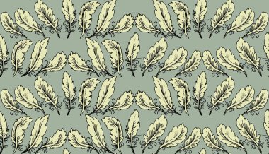 Dikişsiz dokuma desen. Tekstil, kumaş, duvar kağıdı arka plan için baskı tasarım. Kağıt, ambalaj, tekstil üzerine basım için kullanılabilir. Kuş tüyü ile desen.