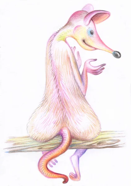 Dessin Crayon Rat Illustration Pour Enfants Image Animaux Avec Crayons — Photo