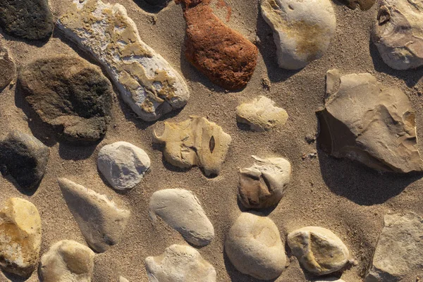 Tło Kolorowych Kamieni Powierzchnia Jest Ozdobiona Naturalnym Materiałem Wzór Podłodze — Zdjęcie stockowe