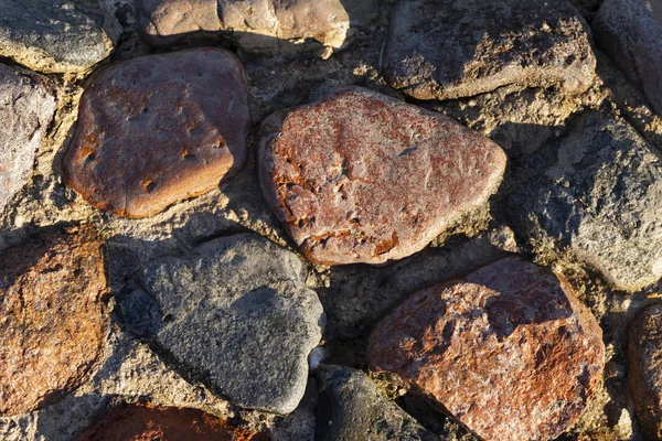 Tło Kolorowych Kamieni Powierzchnia Jest Ozdobiona Naturalnym Materiałem Wzór Podłodze — Zdjęcie stockowe