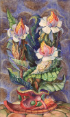 Картина, постер, плакат, фотообои "fantastic flora on a vertical format. still life painted with watercolor. the etude (sketch) is made on from life.", артикул 328828620