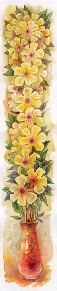 Fantastic Flora Vertical Format Still Life Painted Watercolor Etude Sketch — Stock Photo, Image