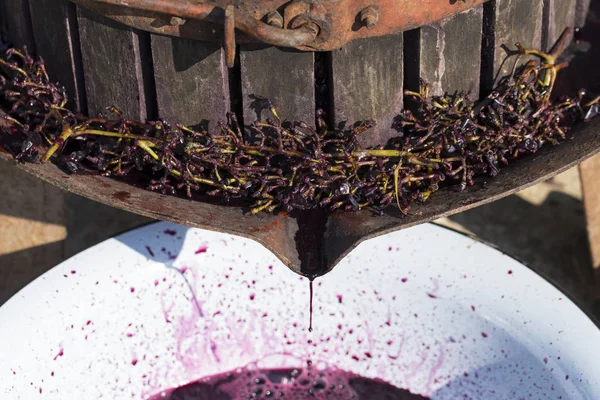 Vinification Technologie Production Vin Moldavie Ancienne Tradition Folklorique Traitement Raisin — Photo