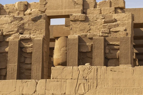 Luxor Governorate Egypten Karnak Temple Komplex Amun Präglade Hieroglyfer Pelare — Stockfoto