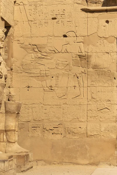 Templo Karnak Complejo Amón Jeroglíficos Relieve Las Paredes Gobernación Luxor — Foto de Stock