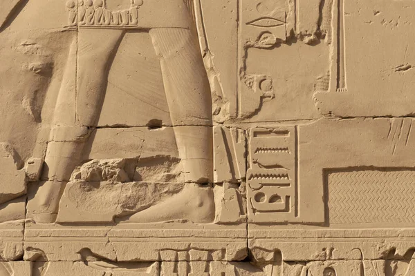 Karnak Tapınağı Amun Kompleksi Duvarlarda Kabartmalı Hiyeroglifler Var Luxor Valiliği — Stok fotoğraf