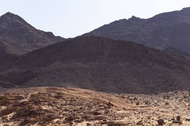 Mısır. Çöl ve Sina Yarımadası 'nın dağları. Kumlar, kum tepeleri, kayalar ve geçitler. Vaat edilmiş topraklar.