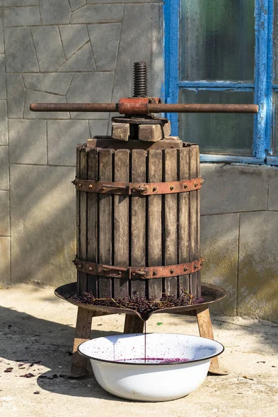 Виноробство Технологія Виробництва Вина Молдові Стародавня Народна Традиція Обробки Винограду — стокове фото