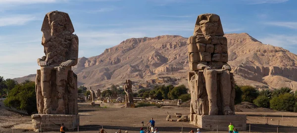 Luxor Valiliği Mısır 2019 Memnon Colossi Hanedan Döneminde Mısır Hüküm — Stok fotoğraf