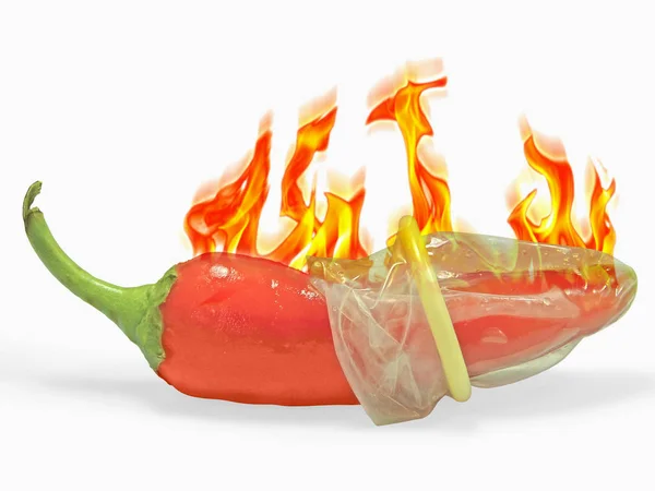 Óvszer Red Chili Háttér Lángok Hogy Megmutassa Koncepció Chilis — Stock Fotó