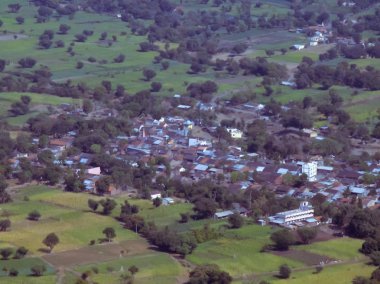 Top view wai village from Pasarani Ghat at Mahabaleshwar, Satara, Maharasthra, India