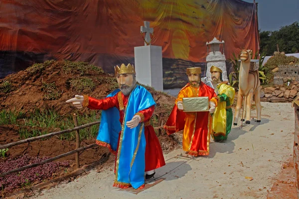 Nativity Set Old Plaster Figurines India — 스톡 사진