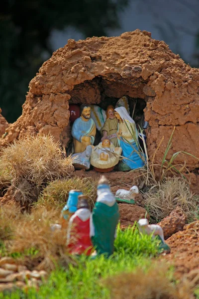 Nativity set with old plaster figurines, India