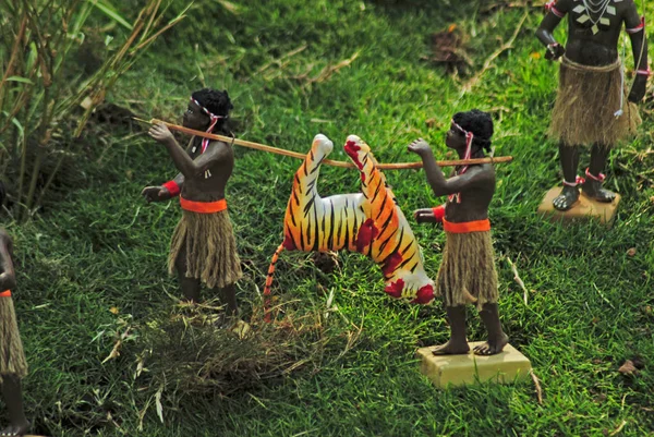Miniatura Tribo Tigre Caça — Fotografia de Stock