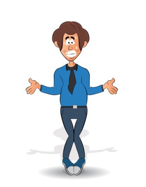 çizgi film adam endişe ifade ile