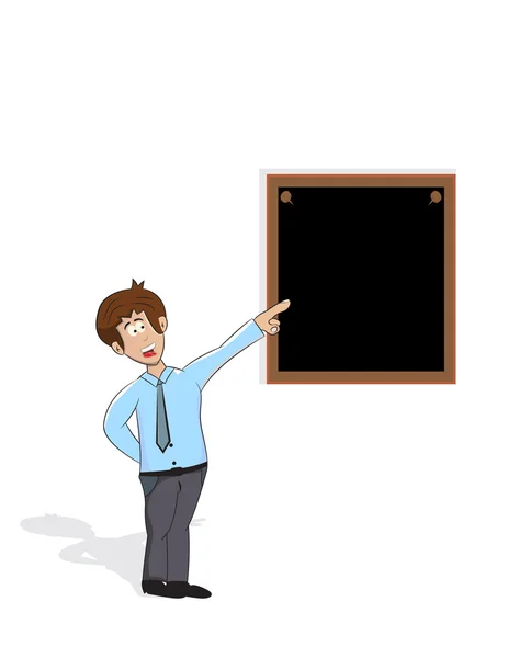 Cartoon teacher pointing to blackboard — Stockový vektor