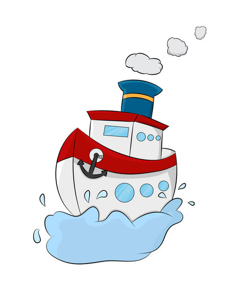 cartoon ship on the sea