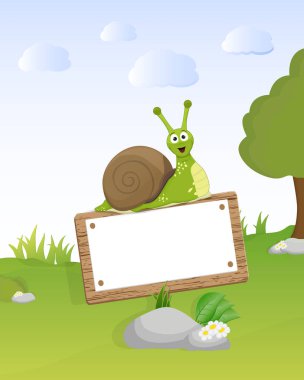 metin kutusunun üzerinde çizgi film salyangozu