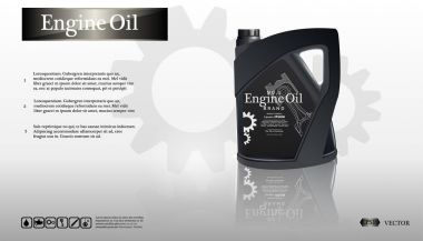 Dişli, temiz vektör beyaz zemin üzerine şişe motor yağı. Gerçekçi 3d görüntü vektör. teneke kutu reklamlar şablon marka logosu ile planları. . Eps10