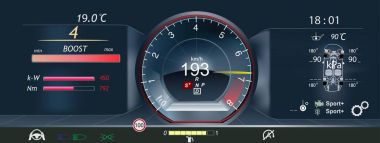 Araba Pano, takometre, yeni teknoloji. Hud farklı unsurları ile fantastik arka plan