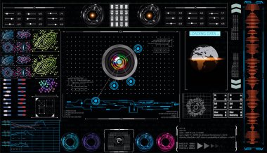 Grafikler ve kümesi. İstatistik ve veri, bilgi ve infographics. Hud uzay arka plan. Infographic öğeleri. Sci Fi fütüristik kullanıcı arabirimi. İş arka plan.