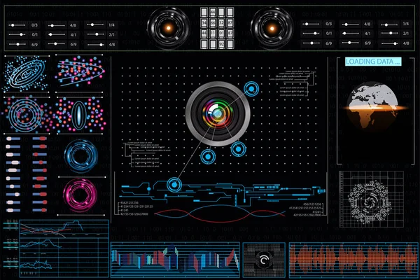 Conjunto Gráficos Gráficos Estadísticas Datos Información Infografías Fondo Hud Del — Vector de stock