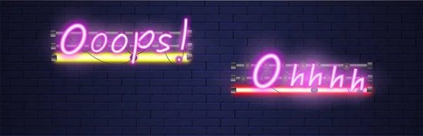 Open Neon Sign Ooops Ohhh Figures Art Vectoriel — Image vectorielle