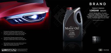Motor yağı arabanın arka planı şişe. Vektör çizim Eps10