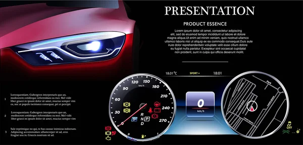 Realistic Automobile Speedometer Background Car — Stock Vector