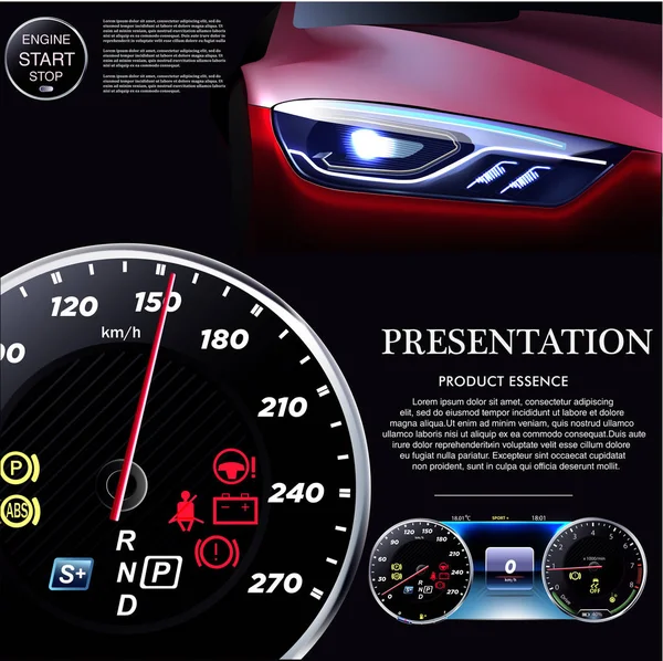 Car User Interface Futuristic User Interface Hud Abstract Virtual Graphic — Stock Vector